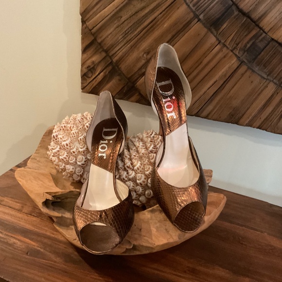 Christian Dior Vintage Copped Python D’Orsay Pumps Size 37 - Picture 2 of 10